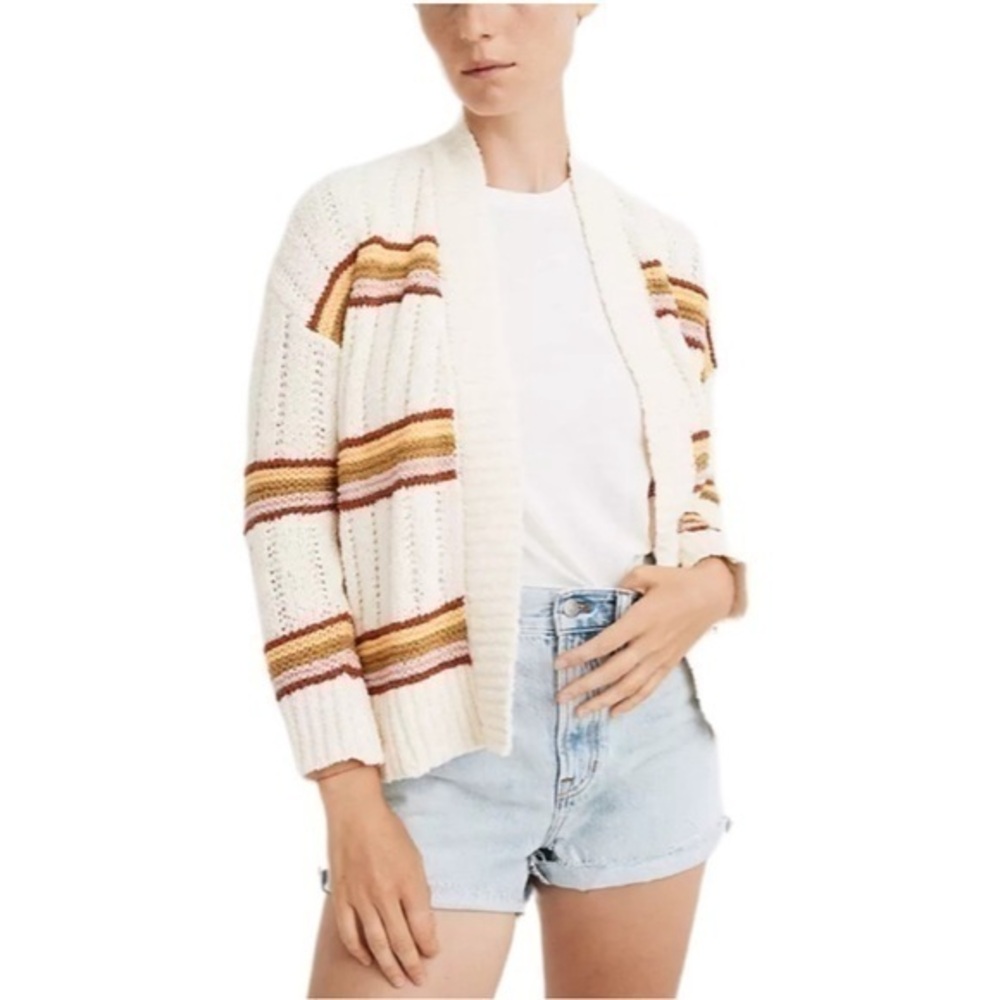 XXS-S Madewell Cream Striped Cardigan Sweater